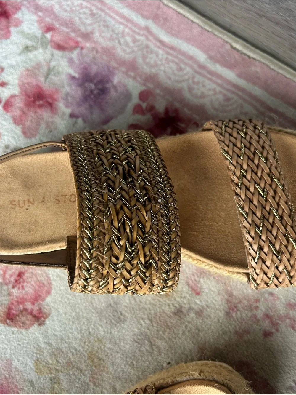 Braided Espadrille Platform Sandals in Tan